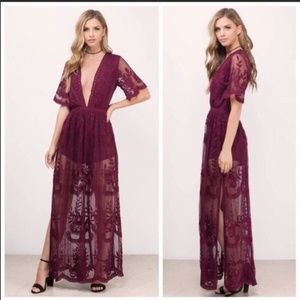 Burgundy Lace Romper